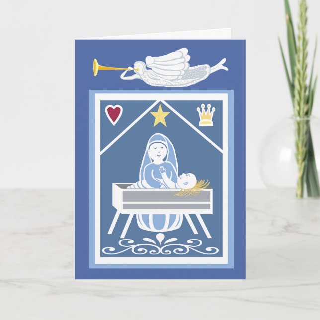 Mary, Jesus and Christmas angel Card (Front)