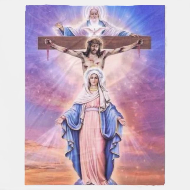 MARY, JESUS and GOD Fleece Blanket (Front)