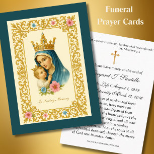 Mary Jesus Catholic Funeral Memorial Holy Card -