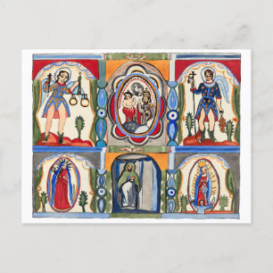 Mary Jesus Christ Religious folk art Painting  Postcard