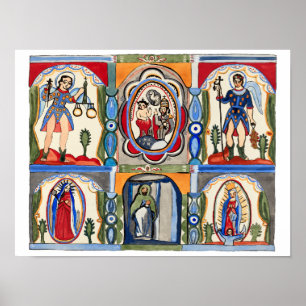 Mary Jesus Christ Religious folk art Painting Poster