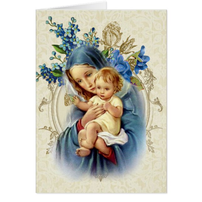Mary & Jesus Funeral Sympathy Holy Card Thank You (Front)