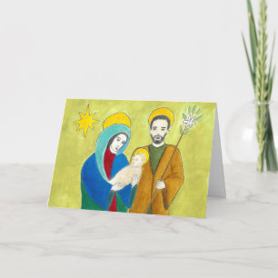 Mary, Joseph and baby Jesus Christmas card. Holiday Card