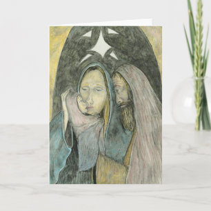 Mary Joseph And Baby Jesus Religious Christmas Holiday Card