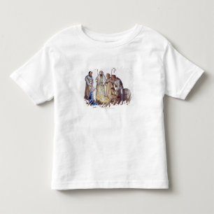 Mary, Joseph, and shepherds surrounding baby Jesus Toddler T-Shirt