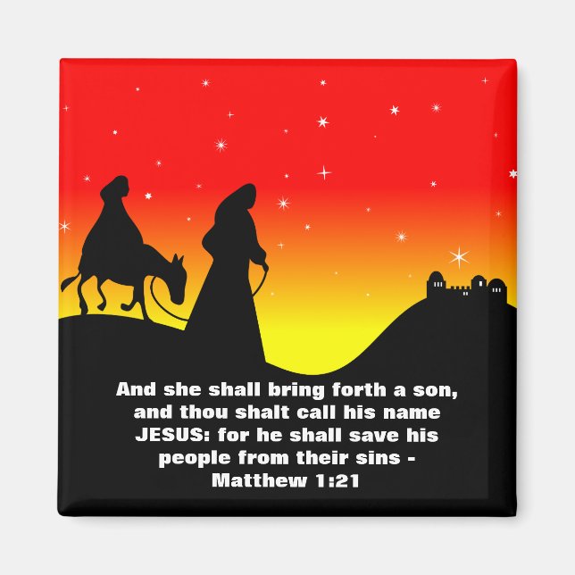 Mary & Joseph, Bible Scripture Verse Magnet (Front)
