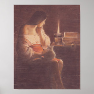 Mary Magdalene and the cat Georges de La Tour Poster