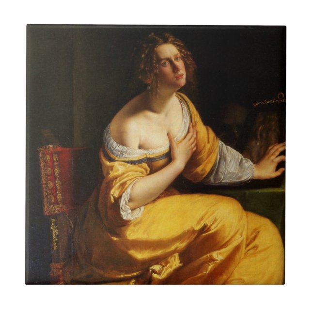Mary Magdalene (by Artemisia Gentileschi) Ceramic Tile (Front)