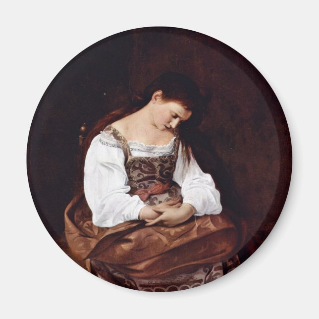Mary Magdalene By Michelangelo Merisi Da Caravaggi Magnet (Front)