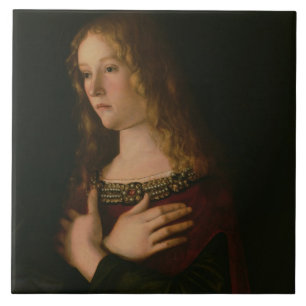 Mary Magdalene, detail from the Virgin and Child w Ceramic Tile