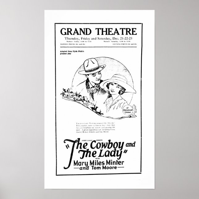 Mary Miles Minter 1922 vintage movie ad poster (Front)