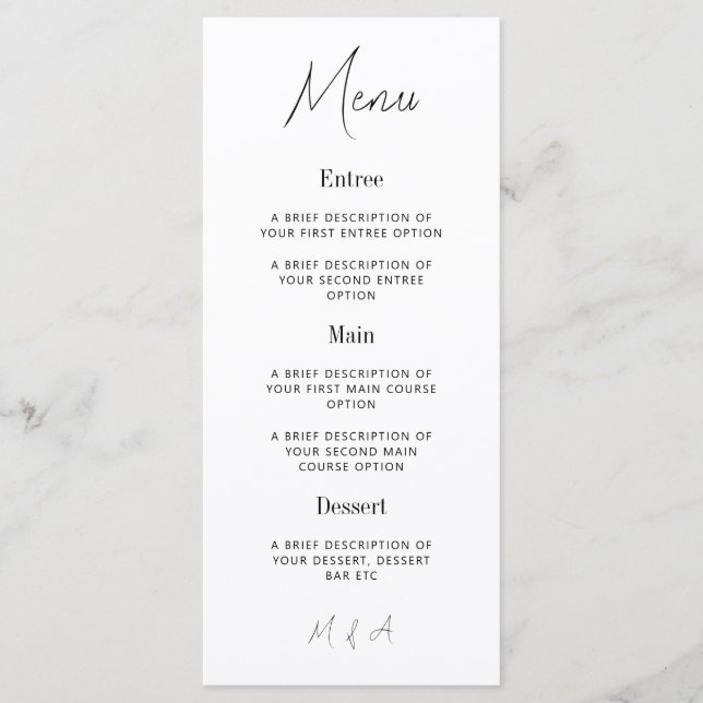 Mary - Minimalist Elegant Wedding Menu (Front)