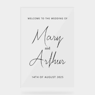 Mary Minimalist Wedding Acrylic Welcome Sign