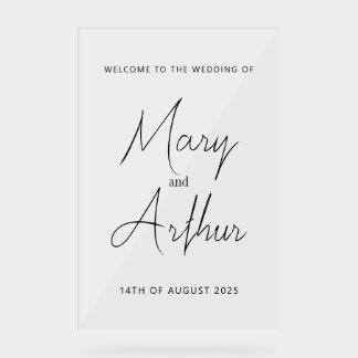 Mary Minimalist Wedding Acrylic Welcome Sign