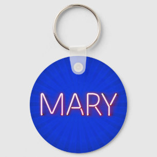 Mary Name in Glowing Neon Lights Key Ring