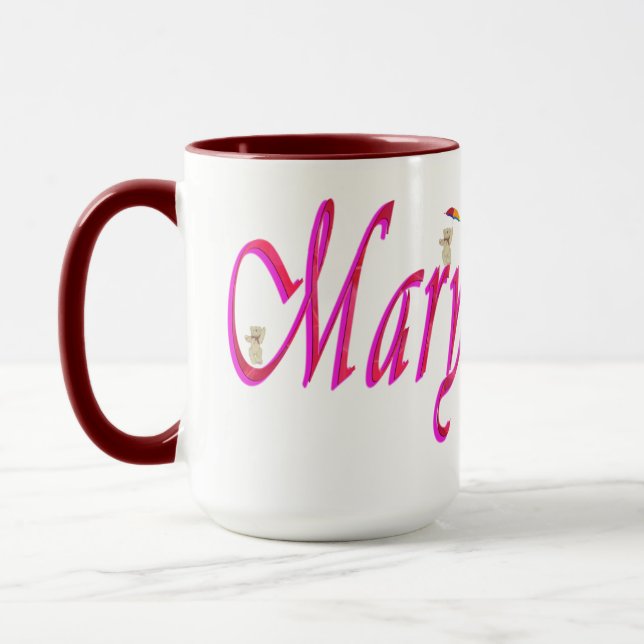 Mary, Name, Logo, Maroon Combo Coffee Mug (Left)