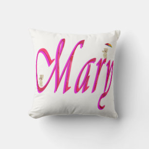 Mary, Name, Logo, White Throw Cushion. Cushion