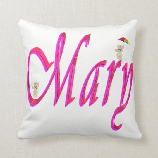 Mary, Name, Logo, White Throw Cushion. Cushion