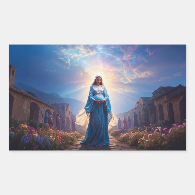 Mary of Nazareth Walking Alone Rectangular Sticker (Front)