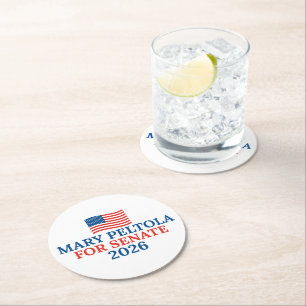 Mary Peltola for Senate 2026 Alaska Election Round Paper Coaster