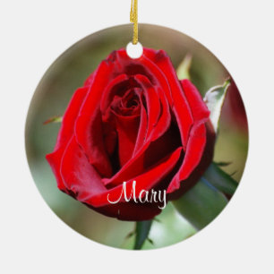 Mary Personalised Red Rose Ornament