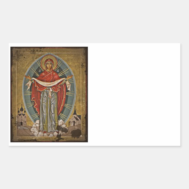 Mary Protector Theotokos Rectangular Sticker (Front)