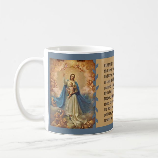 Mary Queen of Heaven Jesus Angels Memorare Coffee Mug (Left)