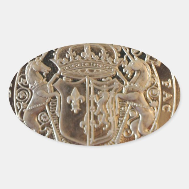 MARY QUEEN OF SCOTS ANCIENT COIN OVAL STICKER (Front)