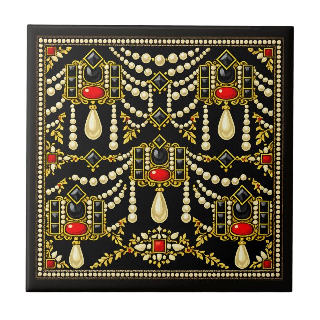 Mary Queen of Scots Jewells Inspired Design  Ceramic Tile (Front)