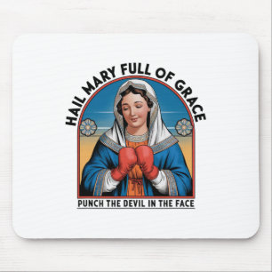 Mary Religious Boxing Tee Funny Christian Punch Th Mouse Pad