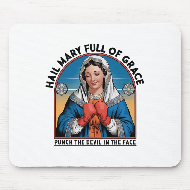Mary Religious Boxing Tee Funny Christian Punch Th Mouse Pad (Front)