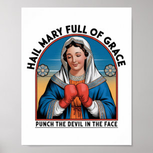 Mary Religious Boxing Tee Funny Christian Punch Th Poster