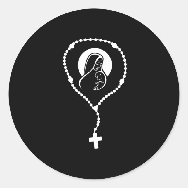Mary Rosary Jesus Christ Religion Faith Church Gif Classic Round Sticker (Front)