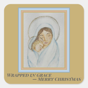 Mary’s Mantle Christmas Square Sticker