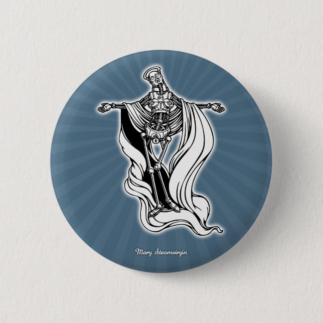 Mary Steam Virgin 6 Cm Round Badge (Front)