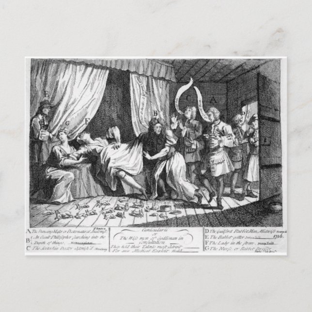Mary Toft, apparently giving birth to rabbits Postcard (Front)