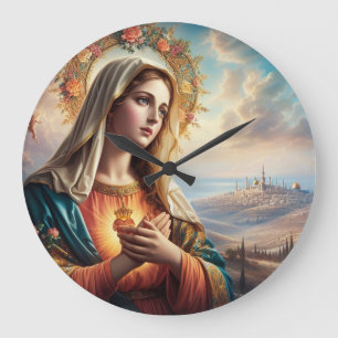 Mary Virgin Jesus Large Clock