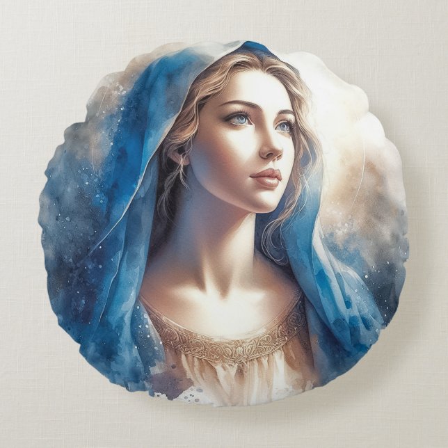 Mary Virgin Jesus  Round Cushion (Front)
