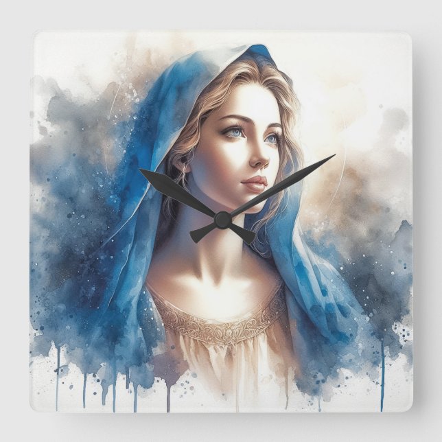 Mary Virgin Jesus  Square Wall Clock (Front)