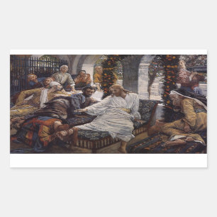 Mary Washing Jesus Feet Rectangular Sticker