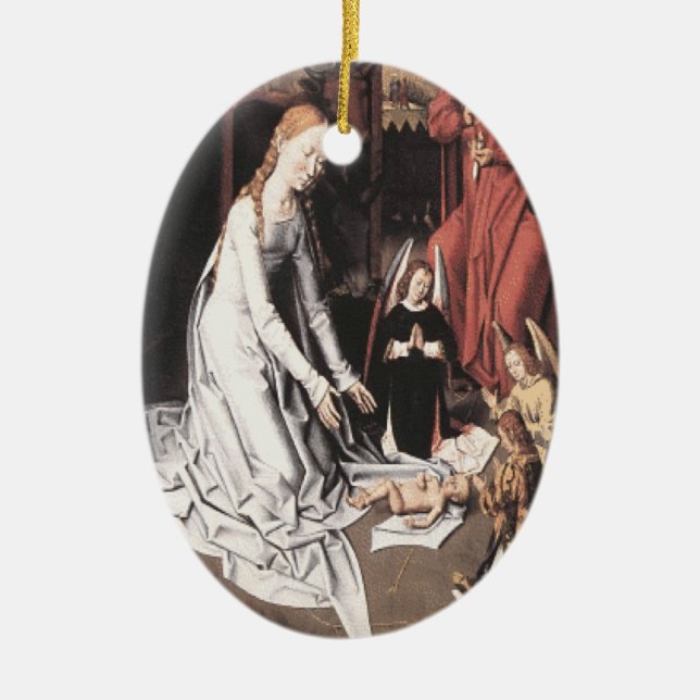 Mary With Jesus and Angels Ornament (Front)