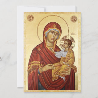 Mary with Jesus in Golden Tones Save The Date