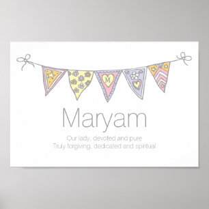 Maryam girls name and meaning bunting poster