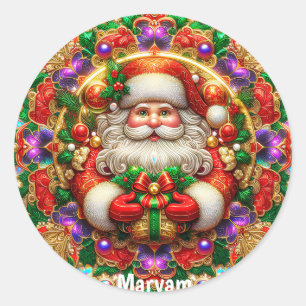 MARYAM ~ SHINY SANTA Christmas ~ Classic Round Sticker