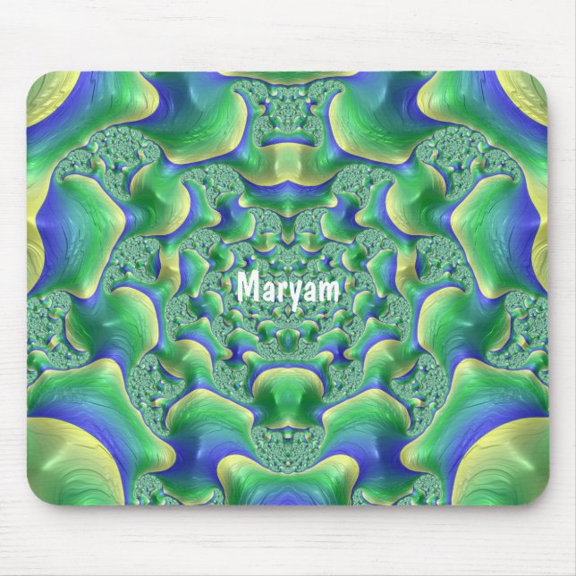 MARYAM ~ Zany Green, Yellow and Blue Mouse Pad (Front)