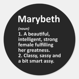 Marybeth Definition Personalised Name Funny Christ Classic Round Sticker