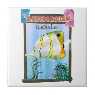 Maryborough Australia Tropical travel poster Ceramic Tile