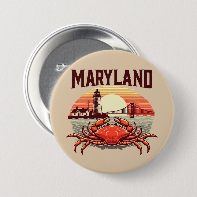 Maryland 7.5 Cm Round Badge (Front & Back)