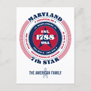 Maryland, Annapolis, MD, Patriotic, Monogram Postcard