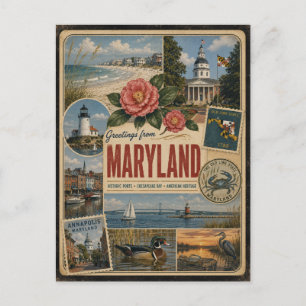 Maryland Authentic Vintage Style Postcard